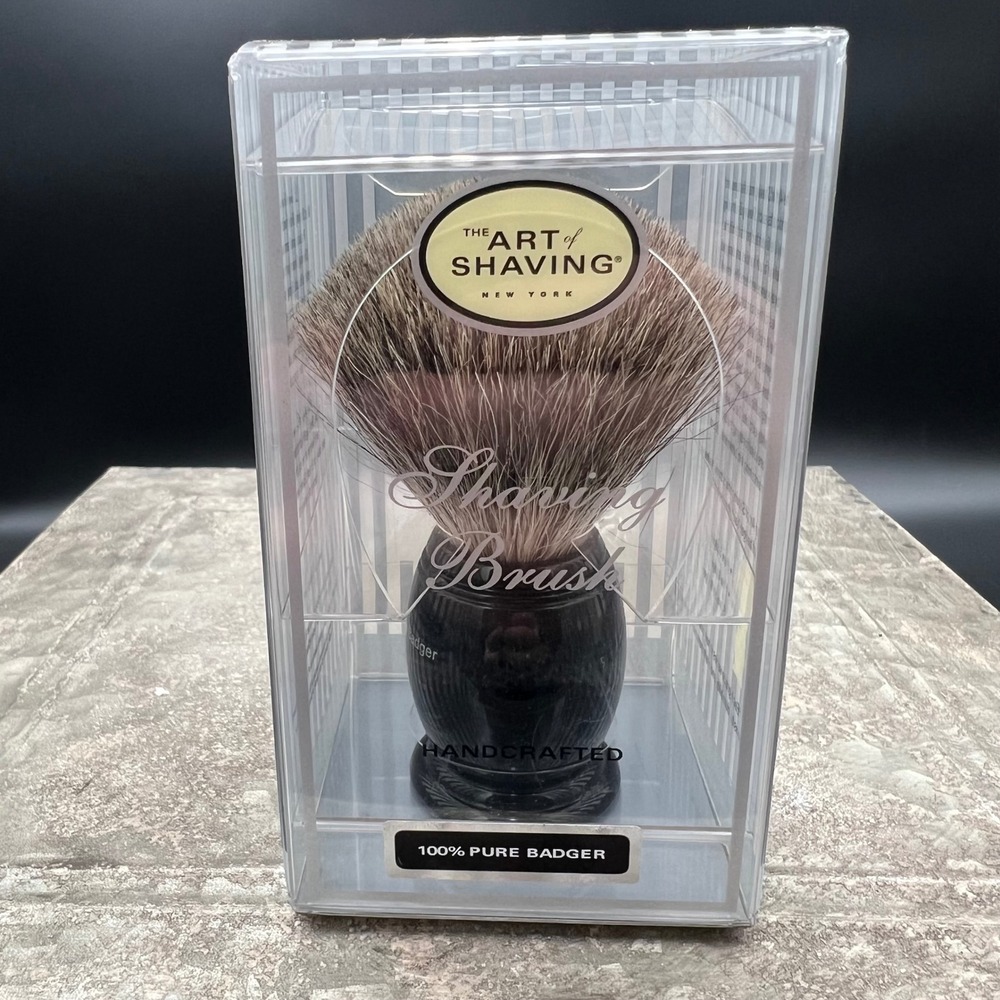 The Art of Shaving 100% Pure Badger Shaving Brush Black Handcrafted Germany NIB